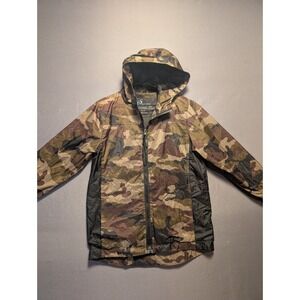 I5 Apparel Windbreaker Jacket Womens Small Multicolor Camouflage Hooded Full Zip
